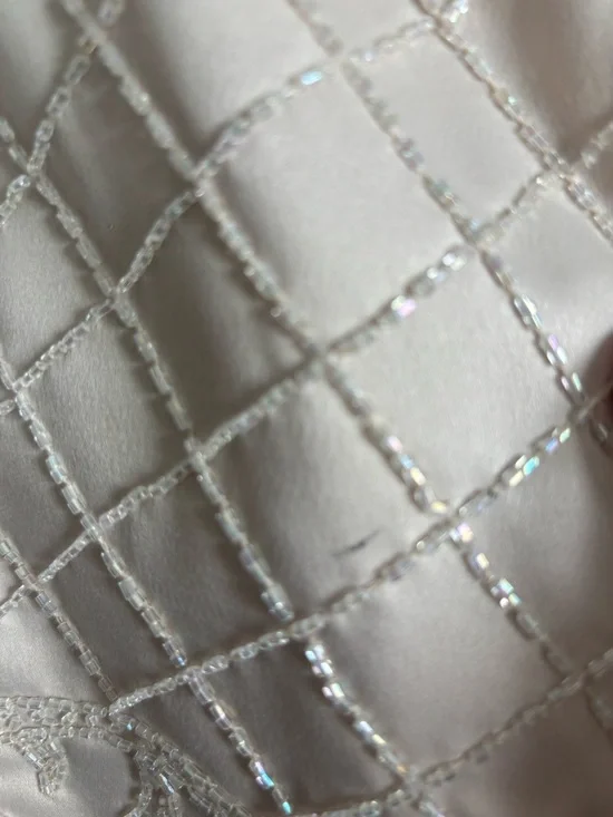 Vintage Karen Miller Elegant Cream Embellished Women's Cocktail or MOB Dress - Picture 5 of 6